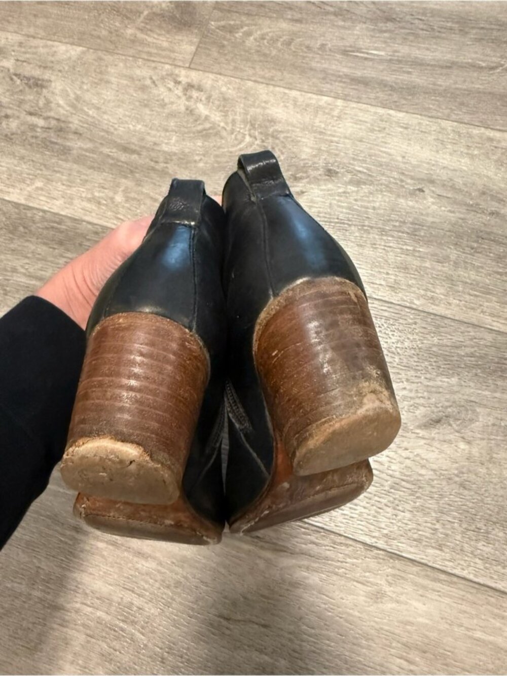 MOMA BLACK Ankle Leather Boots heeled booties size 36.5 made in Italy - Picture 7 of 13